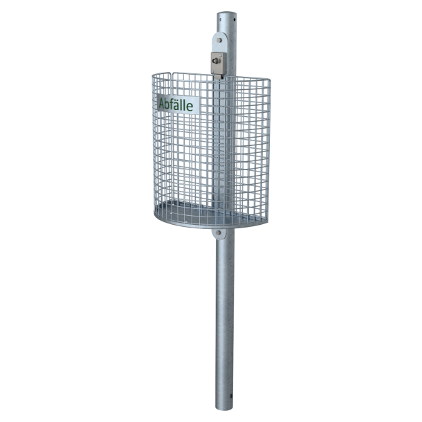 Litter bin, kidney shape | hot dipped galvanized | with standing post 60x1300mm